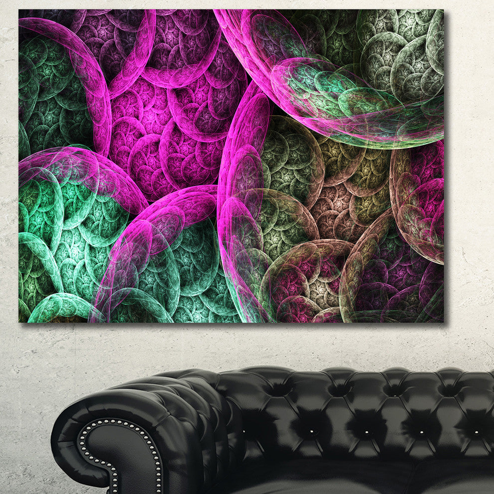 Pink Green Dramatic Clouds, Oversized Abstract Canvas Wall Art, 60x40