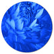 Bright Blue Flower Petals, Modern Floral Disc Metal Artwork, 11"