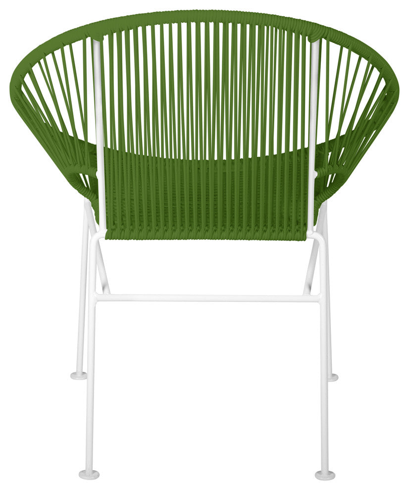 Concha Indoor/Outdoor Handmade Dining Chair, Cactus Weave, White Frame