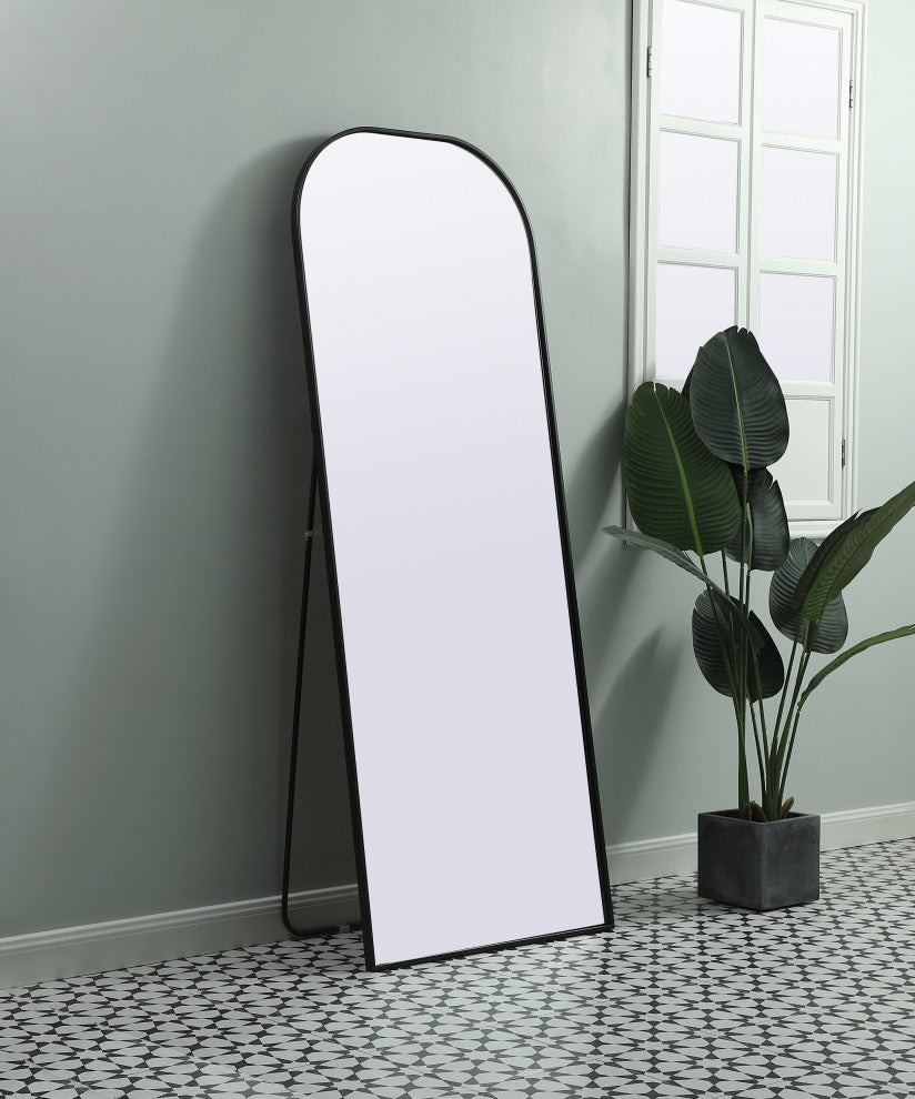 Metal Frame Arch Full Length Mirror 28X74 Inch, Black