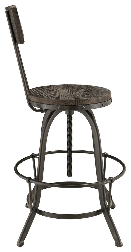 Industrial Modern Dining Bar Stools, Black Metal, Set of 4