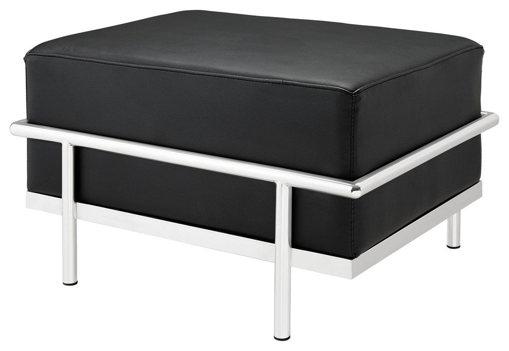Modern Contemporary Living Room Leather Ottoman Black