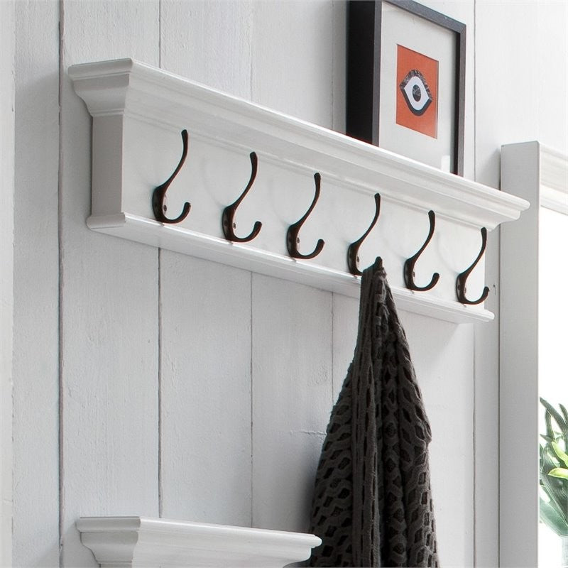 NovaSolo Halifax 6-Hook Coat Rack in Pure White