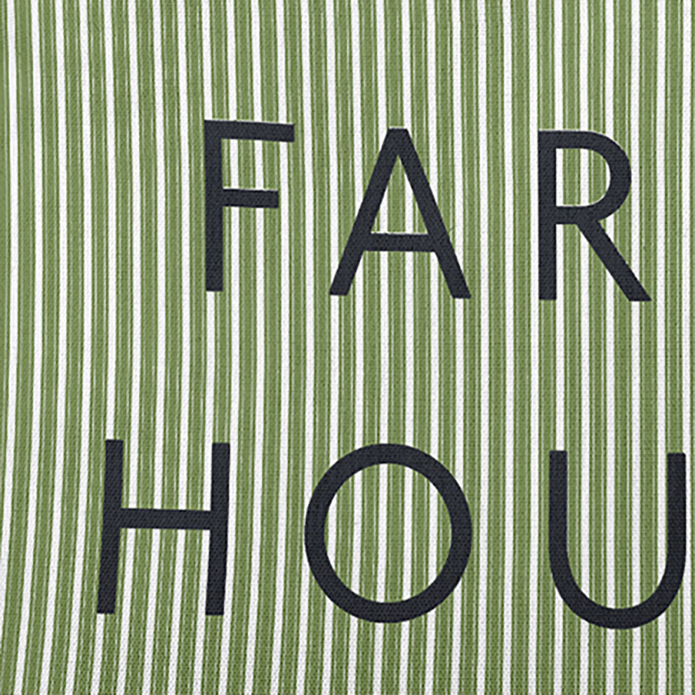Farmhouse Ticking Polyester Indoor Pillow, Light Olive Green, 14"x20"