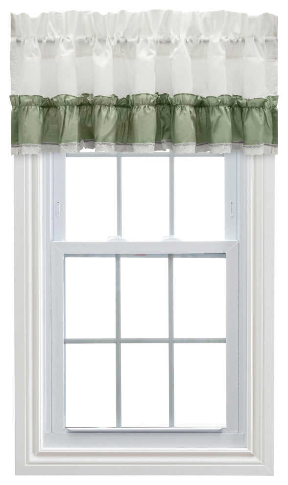 Madelyn 60" x 16" Ruffled Victorian Valance, Sage