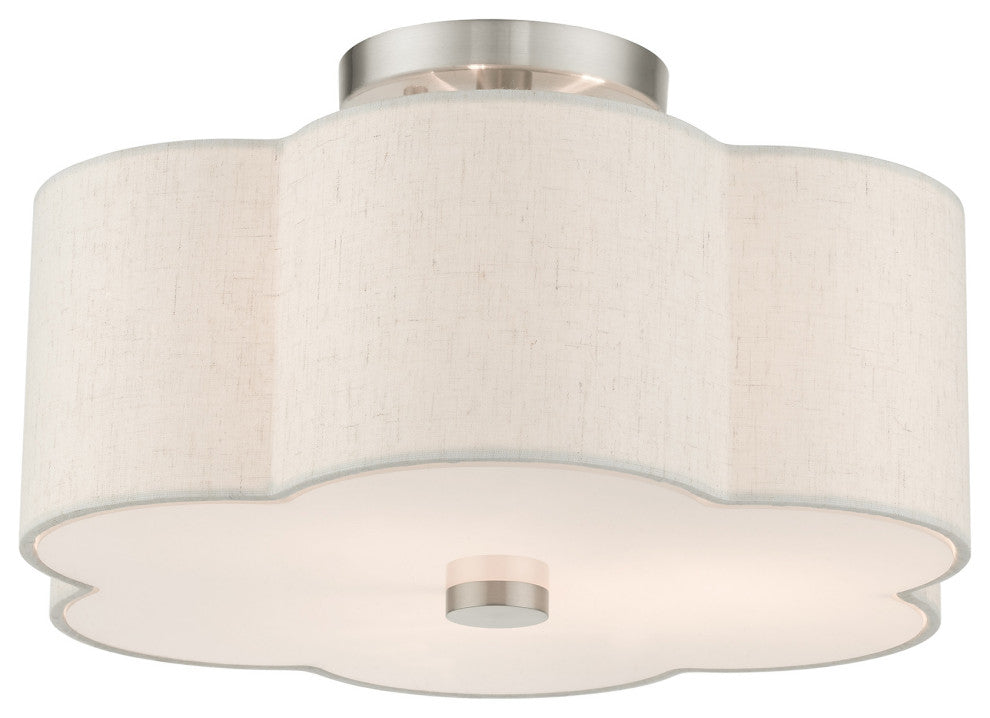 Brushed Nickel French Country, Floral, Transitional, Semi Flush