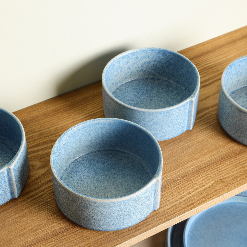 Stone Lain Bao Stoneware Bowl Set of 4, Blue