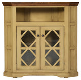 42" Shelter Bay Corner Credenza, Bright White, Caribbean Rum