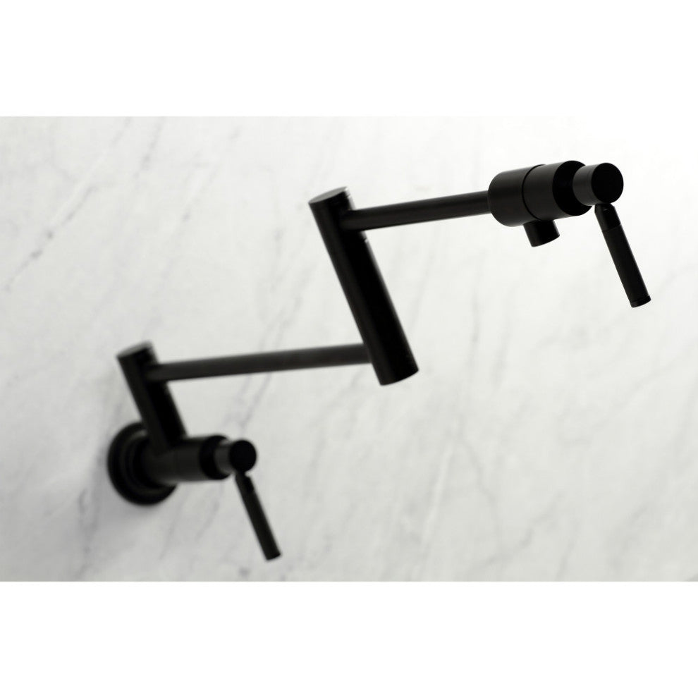 Kingston Brass KS4100DKL Kaiser Wall Mount Pot Filler, Matte Black