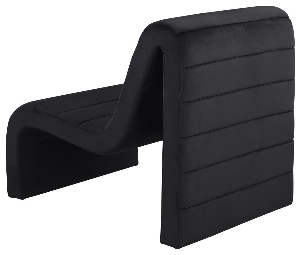 Ivy Upholstered Accent Chair, Black, Velvet