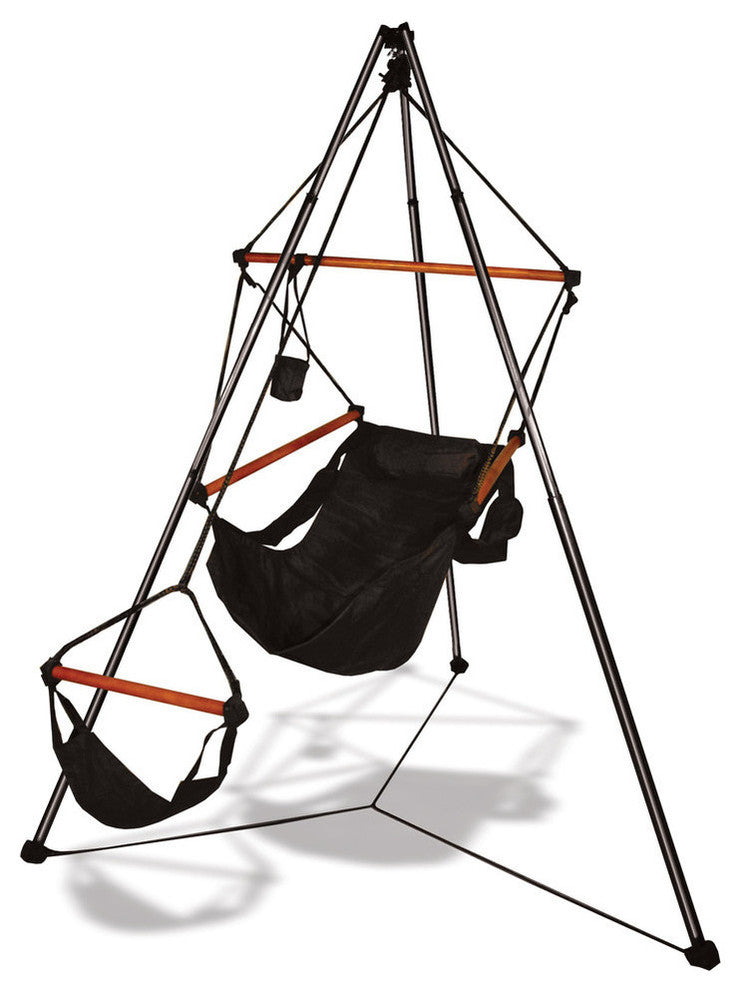 Hammaka Tripod Stand with Hanging Air Chair Combo, Jet Black, Wood