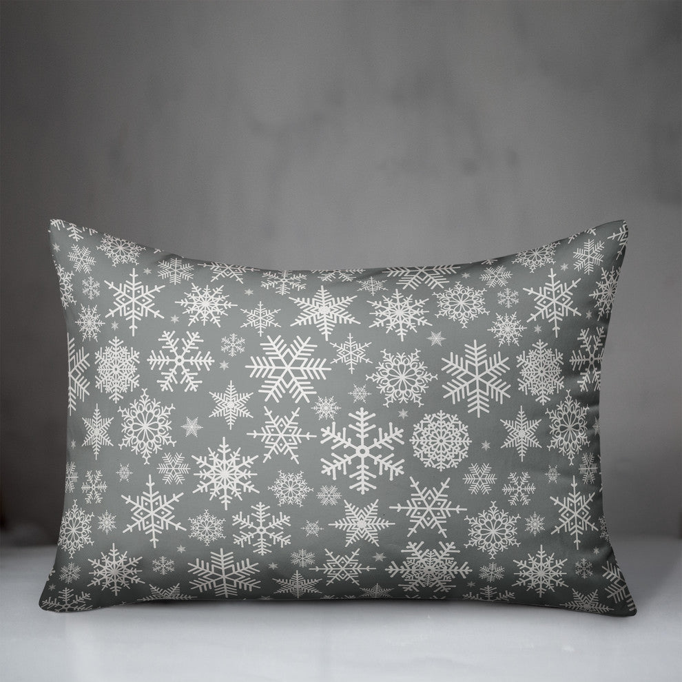 Snowflake Pattern 14"x20" Throw Pillow Cover