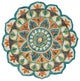 6" Round Blue and Orange Medallion Area Rug