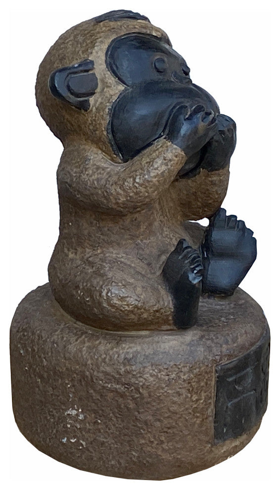 Black Gray Brown Two Colors Stone Monkey Ape Speak No Evil Figure Hcs7113