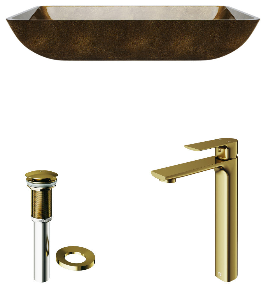 Donatello 22"L x 14"W Glass Vessel Sink and Norfolk 11"H Faucet Set