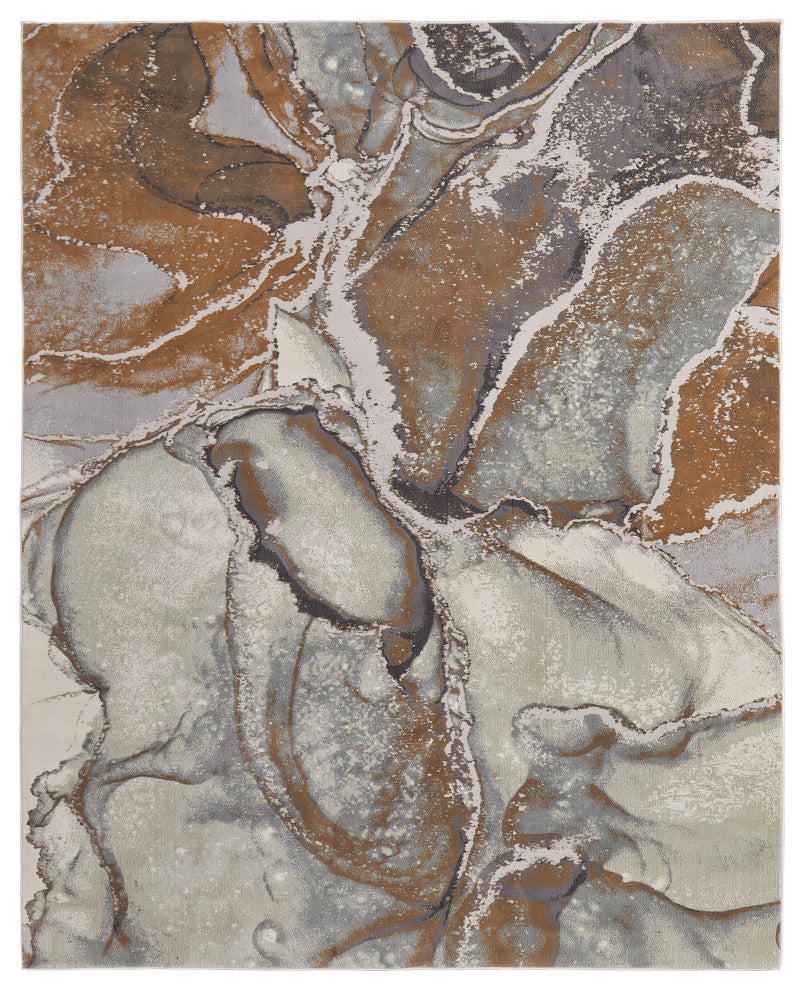 Takara Modern Abstract, Gray/Brown, 9'x12' Area Rug