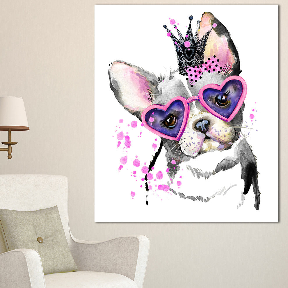 Sweet Funny Dog with Glasses, Animal Canvas Wall Art, 30"x40"