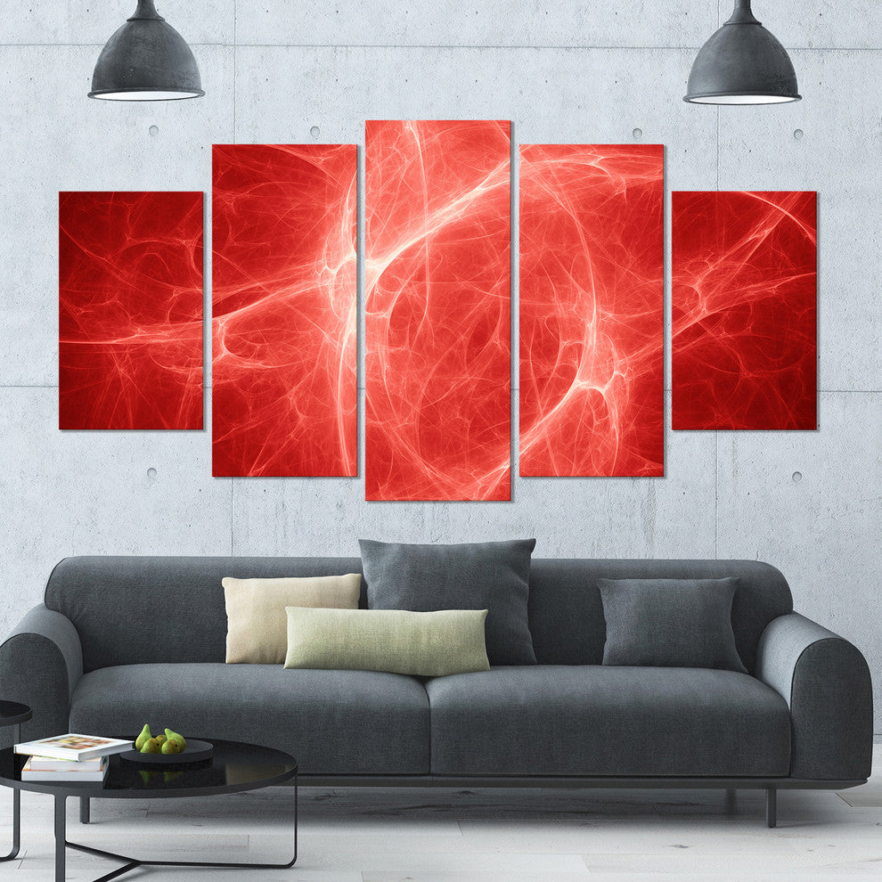 Bright Lightning on Red Sky, Large Floral Canvas Art Print, 60"x32", 5 Panels