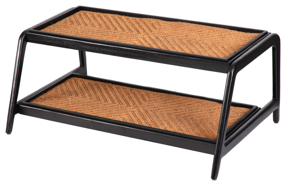 Double-Tier Black Stand With 3-Pair Rubber Boot Trays Arrowhead