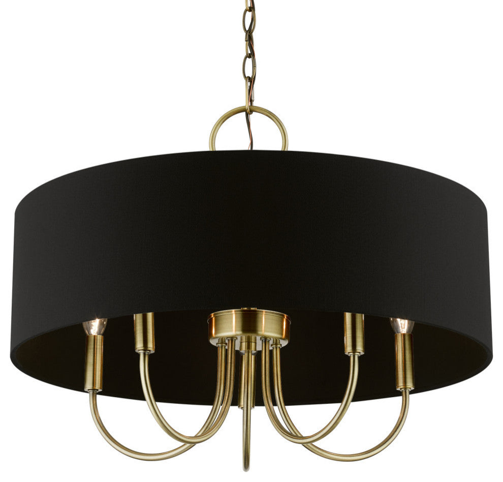 Livex Lighting 5 Light Antique Brass Pendant Chandelier