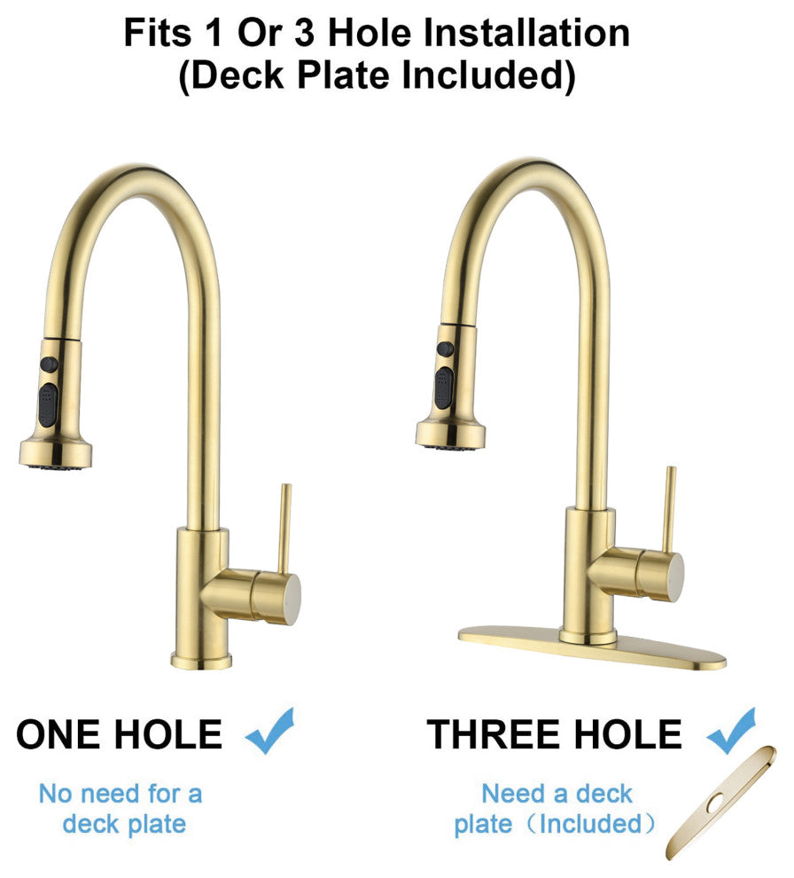 Single Handle Deck Mounted High Arc Pull Down Stainless Steel Kitchen Faucet , B