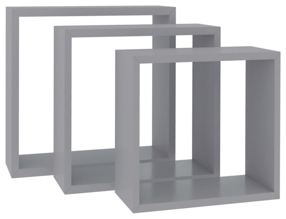 vidaXL wall cube shelves Floating Cube Shelves Display Shelves 3 Pcs Gray