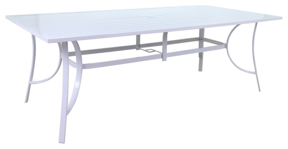 Courtyard Casual Santa Fe 84"x42" Rectangle Aluminum Dining Table, White