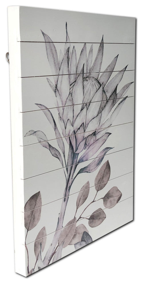 Muted Brown Protea Print Wood Plank Wall Art