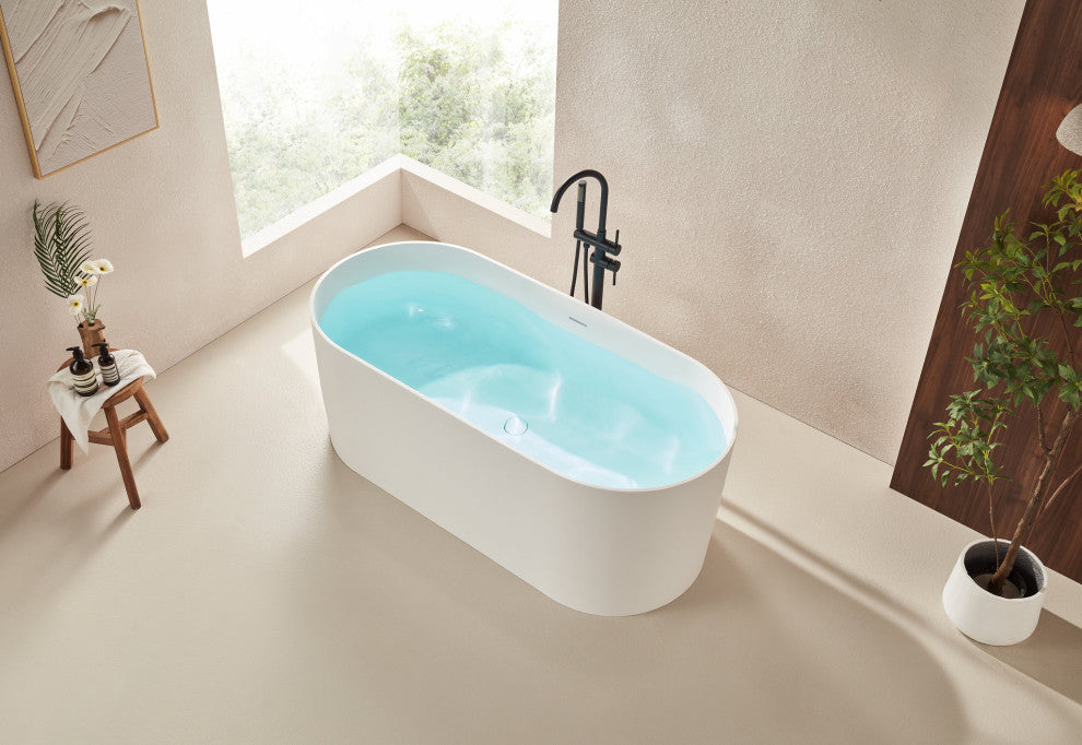 Vanity Art 67" x 32" Freestanding Soaking Stone Resin Bathtub