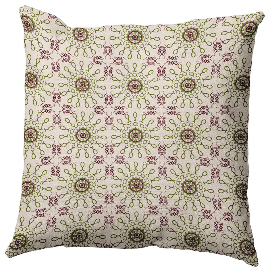26" x 26" Sun Tile Decorative Throw Pillow, Olive