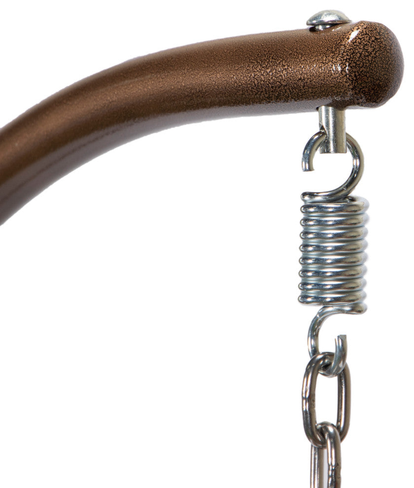 LeisureMod Beige Wicker Hanging Egg Swing Chair With Stand and Cushion, Charcoal Blue