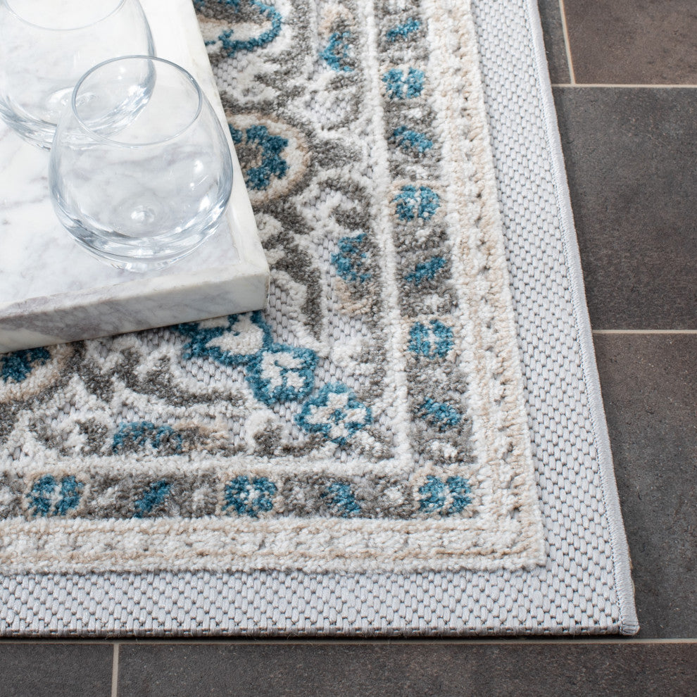 Safavieh Indoor-Outdoor Cabana Collection, CBN680 Rug, Navy/Grey, 8'x10'