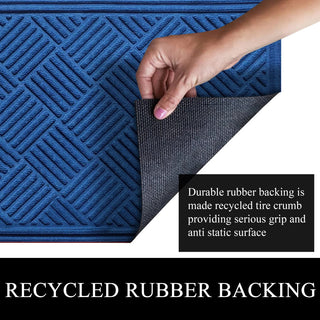 A1HC Superior Absorbant Polypropylene Doormat, Blue Checkered, 18"x30"