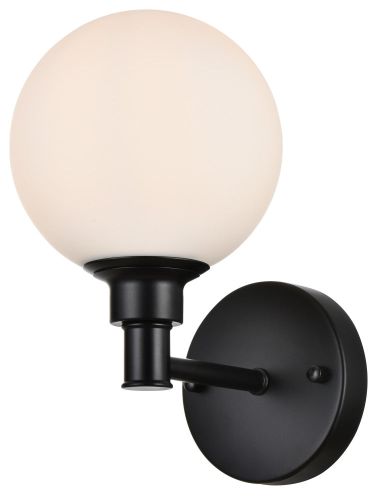 1 Light Black And Frosted White Bath Sconce