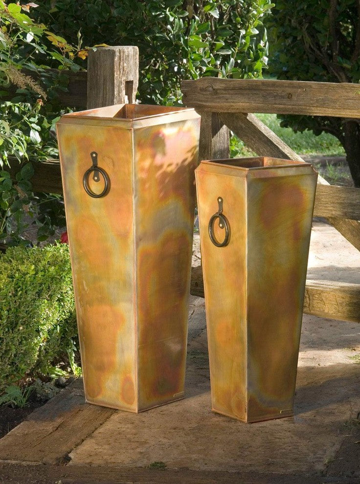 Tall Planter, Outdoor, Indoor Rustic Patio Deck Garden, 2-Piece Set
