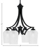 Zilo Downlight, 4 Light, Chandelier, Matte Black Finish, 5" Clear Textured Glass