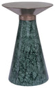 Iris Pedestal Side Table, Green Marble Base with Brushed Copper Top