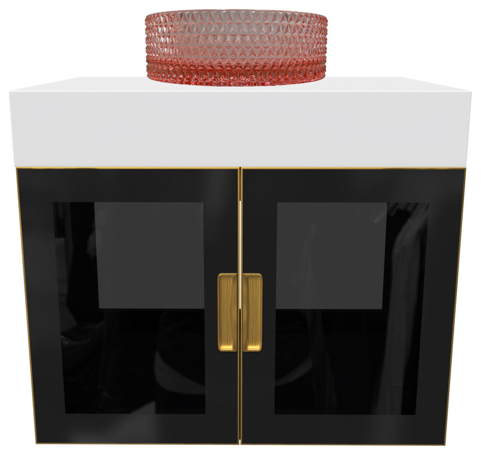 Modern Wall-Mount Vanity With Top & 14" Sink, Pink, 36"