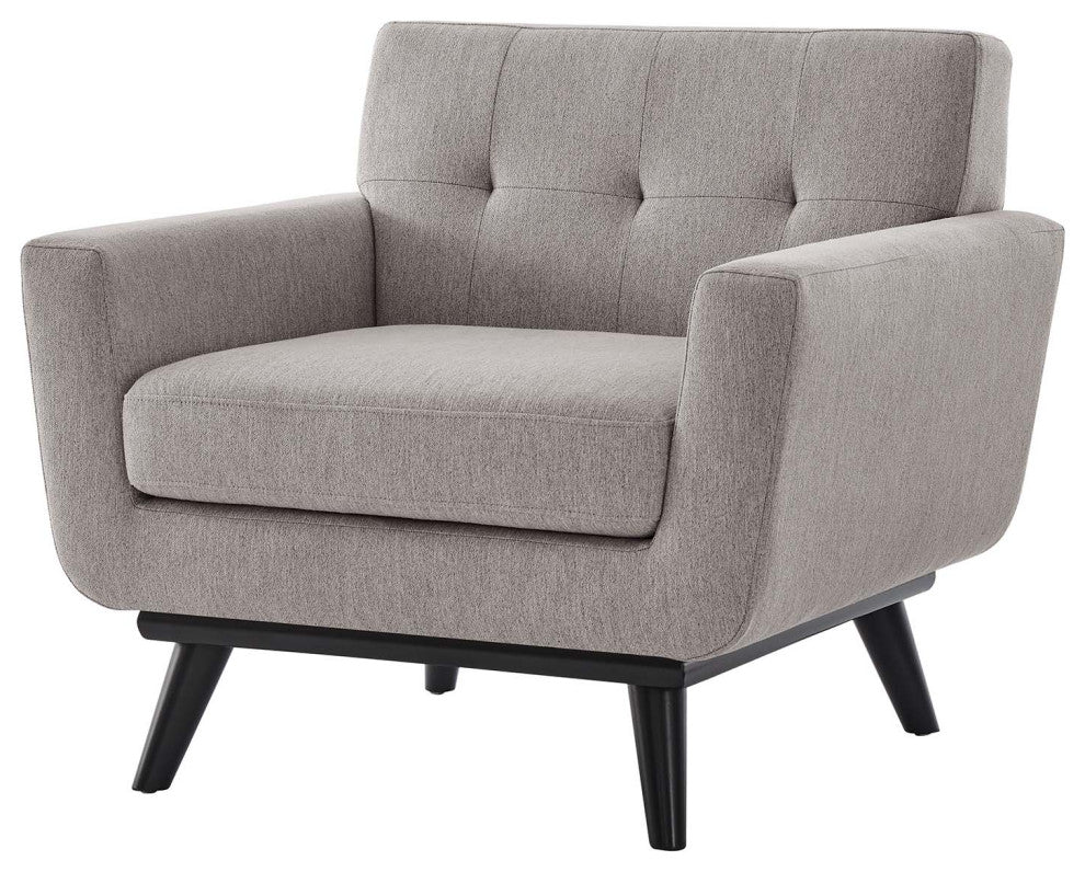 Armchair Accent Chair, Gray, Fabric, Modern, Mid Century Hotel Lounge Cafe