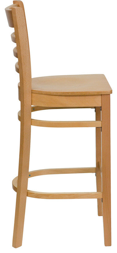 Flash Furniture Hercules 30" Ladder Back Bar Stool in Natural Wood