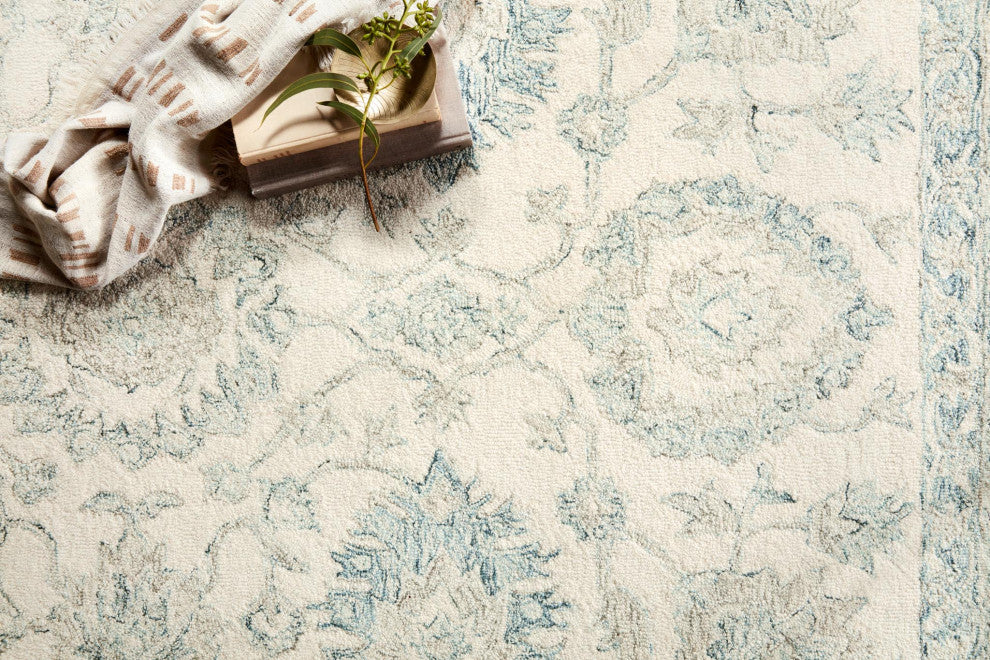 Loloi Norabel Ivory/Blue 1'-6" x 1'-6" Sample Swatch
