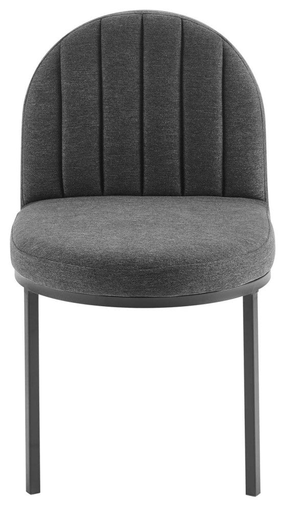 Tufted Side Dining Chair, Fabric, Black Gray, Modern, Bistro Restaurant