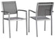 Modway Shore Fabric Aluminum Patio Dining Arm Chair in Silver/Gray (Set of 2)