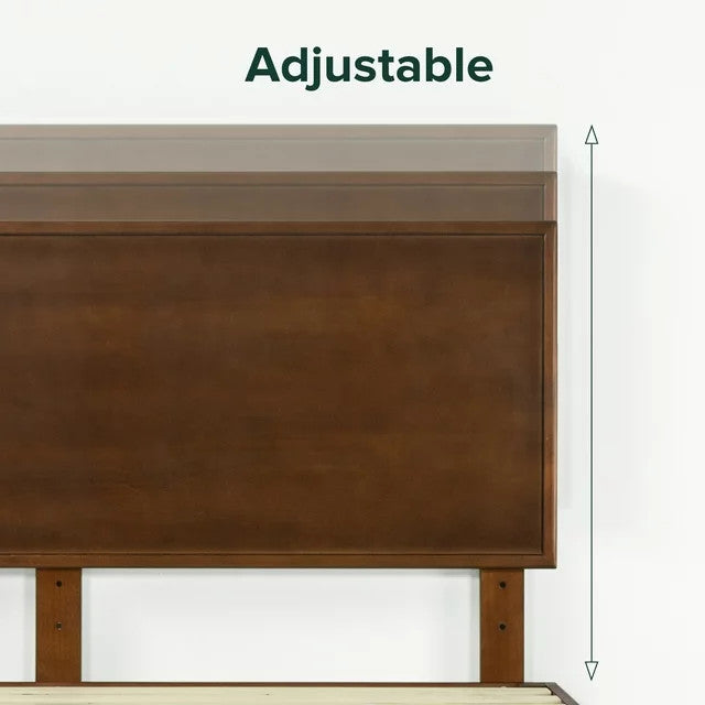 Adjustable Wood Platform Bed Frame with Elegant Headboard, King