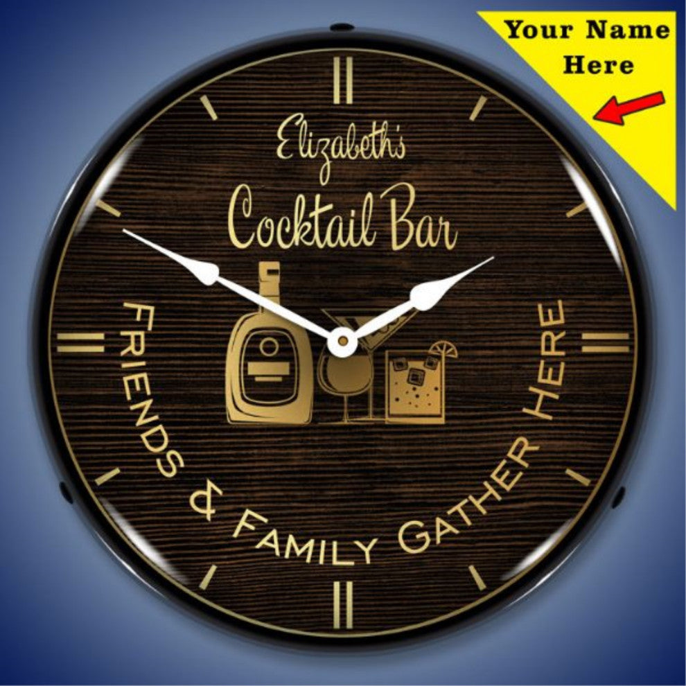 AG20111160 Add Your Name Cocktail Bar Clock