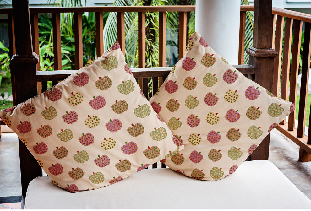18" x 18" Apple Pattern Indoor/Outdoor Polyester Throw Pillow, Dusty Rose