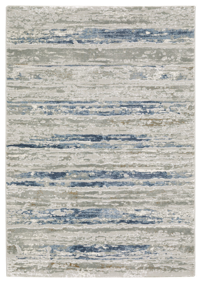Emery Stripe Grey/Blue Indoor Area Rug, 6'7" x 9'6"
