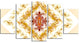Yellow Rhombus Fractal Design, Contemporary Wall Art Canvas, 60"x32", 5 Panels