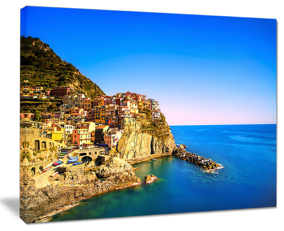 "Manarola Village Seashore Italy" Seashore Wall Art, 40"x30"