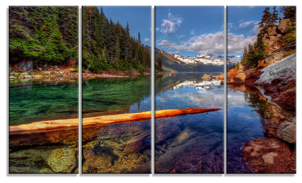 Floating Lake in Mountain Lake, Large Landscape Canvas Print, 48"x28", 4 Panels